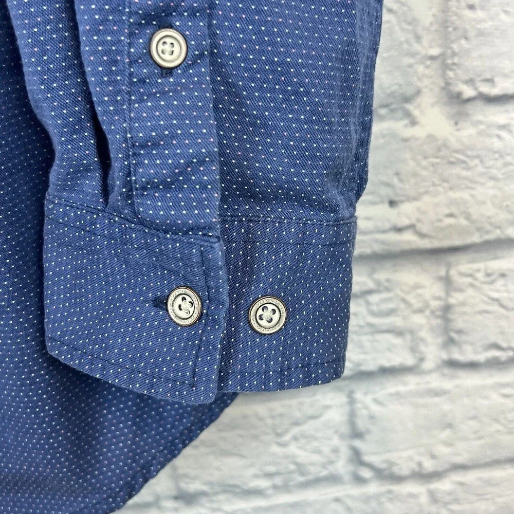 Carbon 2 Cobalt Mens Blue Polka Dots Button Down Long Sleeve Casual Shirt Sz 2XL